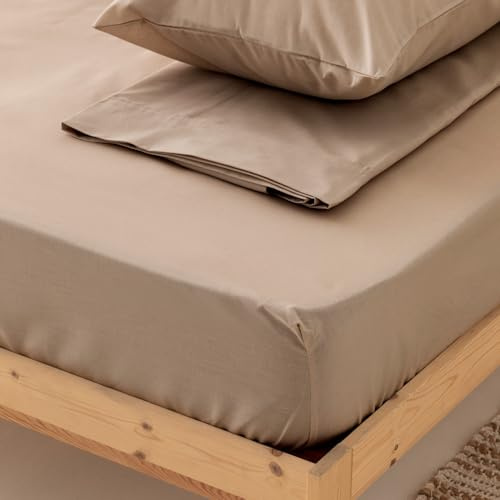 Donegal Collections - Sábana Bajera Ajustable Cama 150x190/200 Lino - 50% Algodón 50 Poliéster Bajeras Suavidad y Elástico Cubre Colchón Antipeeling