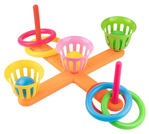 WOFEU Juego de Lanzar Anillas para Niños | juego de fiesta para interior y exterior para toda la familia, juguete de plástico para lanzar en el Jard