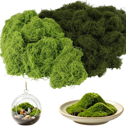YOOULIT Musgo Artificial Bicolor 260g, 130g Verde Oscuro + 130g Verde Claro
