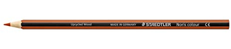 Staedtler 185-73 Buntstifte Noris Colour, Set mit 12 Buntstiften In siena gebrannt, Erhöhte Spitzen-Bruchfestigkeit, Sechskant, WOPEX Material, PEFC-Holz, DIN EN71, Streifendesign, Made in Germany