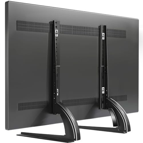 TAVR - Soporte universal para TV de mesa para televisores de pantalla plana y curvada LED LCD de 27, 30, 32, 37, 40, 43, 47, 50, 55, 60, 65 pulgadas, patas de TV ajustables en altura, base de TV