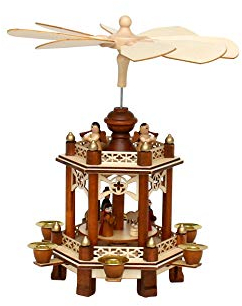 Dekohelden24 Piramide in legno naturale/marrone con 2 piani, ca. 15,5 x 13 x 27 cm