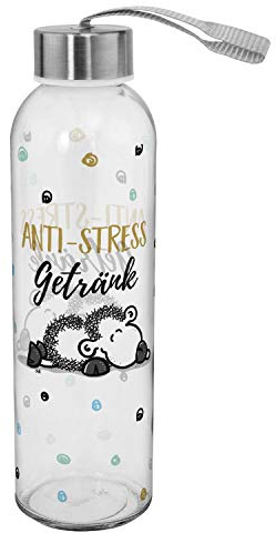 Sheepworld 46522 Antistress, Glas, 50 cl, mit Verschluss und Trageschlaufe Trinkflasche, 500 milliliters