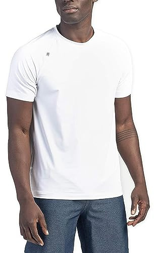 Rhone Reign Mens Workout Shirts, Anti-Odor, Quick Dry Mens Gym Shirts, Workout Shirts for Men, Bright White, Large