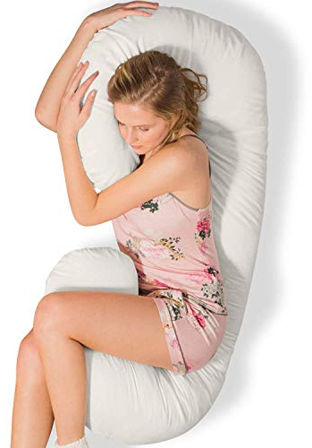 Traumreiter Seitenschläferkissen mit Bezug Weiss I Lumbardo Schwangerschaftskissen, Komfortkissen Erwachsene Seitenschläfer Schwangere Kissen Schwangerschaft XXL Stillkissen