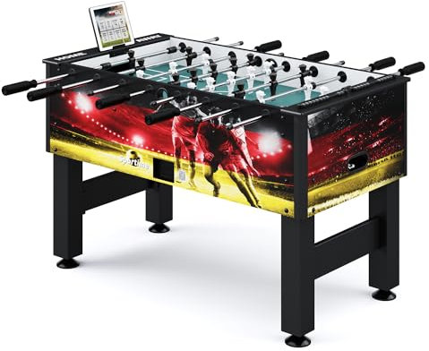 Sportime Tischkicker Connect & Play | Profi Kickertisch mit App-Funktion | Laminiertes Spielfeld, Gleitlager, Niveauausgleich, Zählwerke | In versch. Farben | 142x75x87,5 cm | 63 kg