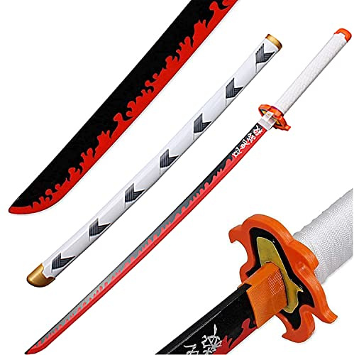 Katana Demon Slayer Rengoku Cos Katana di Legno, Spada Samurai per I Fan di Cosplay Demon Slayer Dimensioni 104 Cm