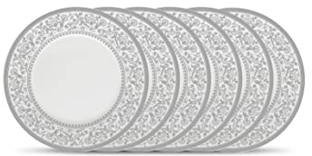 La Opala Diva Sovrana Collection Opal Glass Crockery | Quarter Plate Set of 6 Persian Silver | Side Plate for snacking & gifting | Microwave Safe | 100% Vegetarian | Extra Strong | Super Light & White