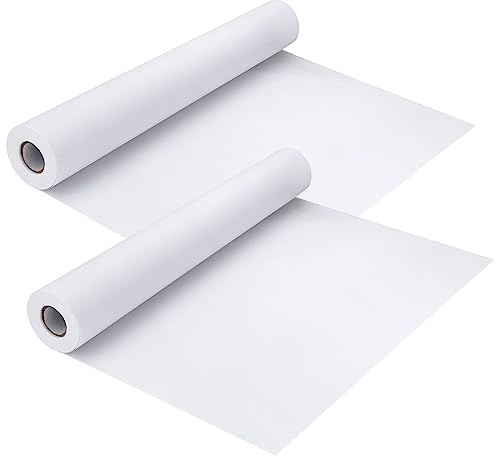 LOLYSIC 2 Rolls Drawing Paper Rolls, 44cm x 25m White Paper Rolls for Painting, Sketching Paper Art Easel Paper Roll of Paper, 70gsm