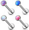 Melighting 4pcs Opal Lippenpiercings Helix Ohrringe Flacher Rückseite Labret Piercings 16g Knorpelohrringe Titan Tragus Conch Helix Lobe Piercings Threadless Labret Piercings Schmuck