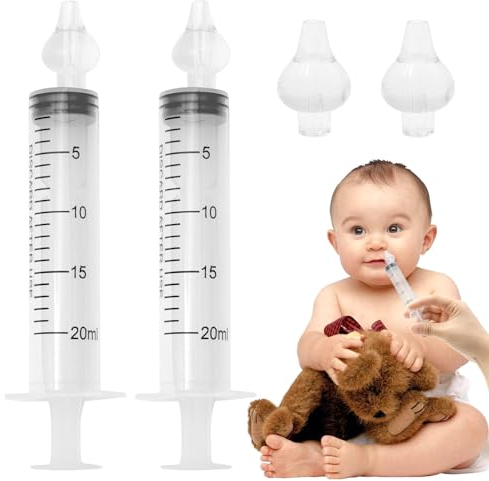 Scettar 2 Pezzi 20ml Irrigatore Nasale per Bambini e Adulti,Irrigatore Nasale Siringa con Punta,2 Aspirazione Nasale in Silicone Riutilizzabile,Portatile Siringa per Lavaggi Nasali,Risciacquo per Naso