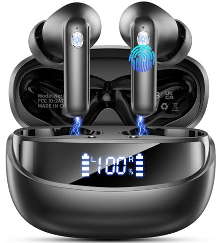 Bluetooth Kopfhörer, Kopfhörer Kabellos Bluetooth 5.4 HiFi Stereo, In Ear Kopfhörer mit ENC Noise Cancelling Mics, IP7 Wasserdicht Ohrhörer, 50 Std Spielzeit Kabellose Kopfhörer mit LED-Anzeige, USB-C