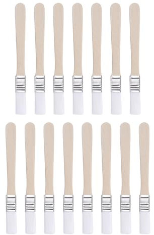 sourcing map Lot de 15 pinceaux de peinture en nylon plats de 1,3 cm avec manche en bois pour peinture, bricolage, peinture au latex, meubles, armoires, clôtures, blanc