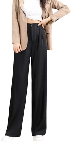 Putaowor Womens High Waist Business Casual Work Pants Straight Leg Dressy Trousers with Pockets Black 18