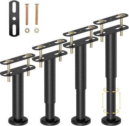 4 gambe del letto regolabili, gambe regolabili in altezza, altezza 18-32 cm, gamba di supporto per travi centrali, gambe stabili in metallo per mobili fai da te, mobili da cucina, divano letto
