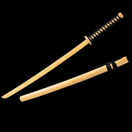 HJHUUA Épée de samouraï en Bambou,Accessoires de Jeu de rôle,Katana en Bois Fait à la Main pour décor,Pratique,Arts Martiaux,Kendo,Cadeau