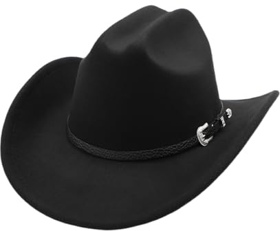Chapeau de Cowboy Classique ChapeauxWestern Femme Cowboy Hat Homme (FR/ES, Alpha/Lettres, M, Noir)