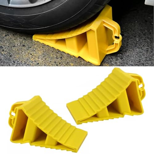 2 Cale de Roue Triangulaires, Cale Voiture Antidérapantes avec Poignée for Berlines et Véhicules Utilitaires