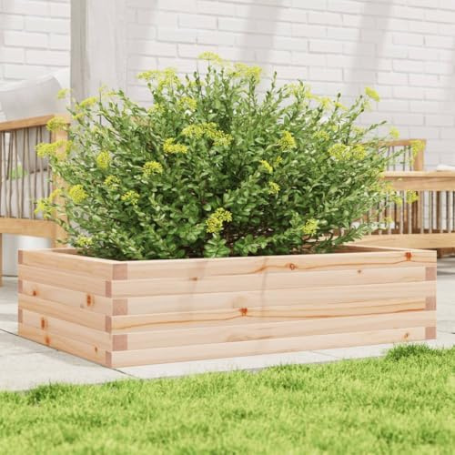 Fioriera da Giardino in Legno Massello di Pino 90x60x23 cm - Cassetta per Piante Fiori Erbe Aromatiche Fioriera Rustica con Fondo Aperto Drenaggio - Ideale per Balcone Terrazzo Giardino