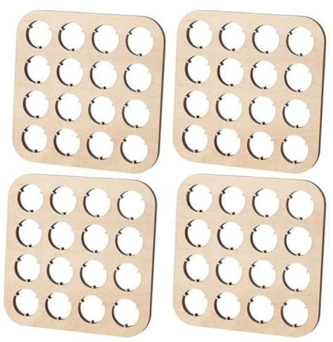 Aliisare Square 4.33x4.33 Wooden Beer Bottle Cap Display Stands(4 PCS), 16-Slot Navajo Collection Coasters, for Collector Organizer