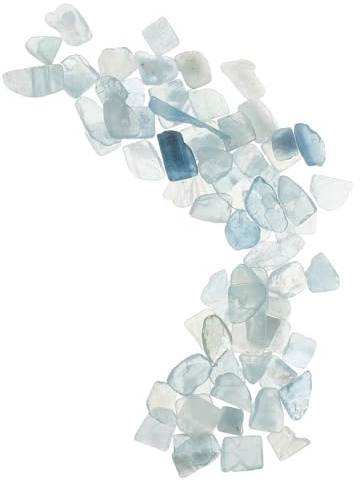 Hoement Grava Decorativa Azul de Cristal Natural para Jarrones y Acuarios, Piedras Irregulares de 100g para Paisajes Submarinos y Decoración en Balcones