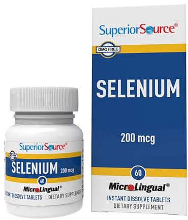 Superior Source Selenium 200 mcg - Immune Health Support Supplement - Selenomethionine Tablets Aid Thyroid Gland Function - Supplement Supports Recycling of Vitamin E - 60 Instant Dissolve Tablets