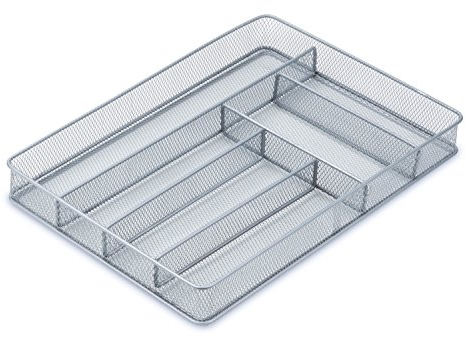 Honey Can Do Organizador de Cajón de Malla con Compartimentos, Acero Inoxidable, Gris y Plateado, 40.64x30x5.08 cm