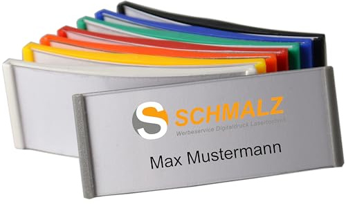 Smal reklamtjänst 10 stycken plast namnskylt 75 x 30 mm flera färger ABS-plast nål/magnet (silvergrå)