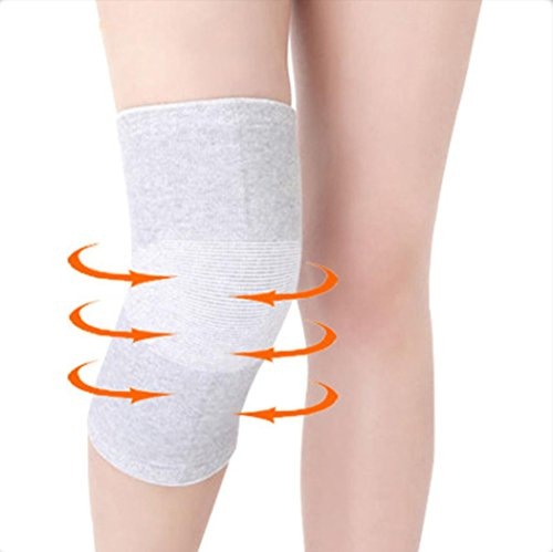 Bonvie.shop Kniebandage Bandage wärmende Kniestütze Kniestulpe elastisch Sportbandage Grau, Stückzahl:1 Paar, Größe:M