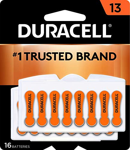 Duracell - Piles auditives taille 13 (orange) - Batterie longue durée avec EasyTab pour une installation facile - 16 piles
