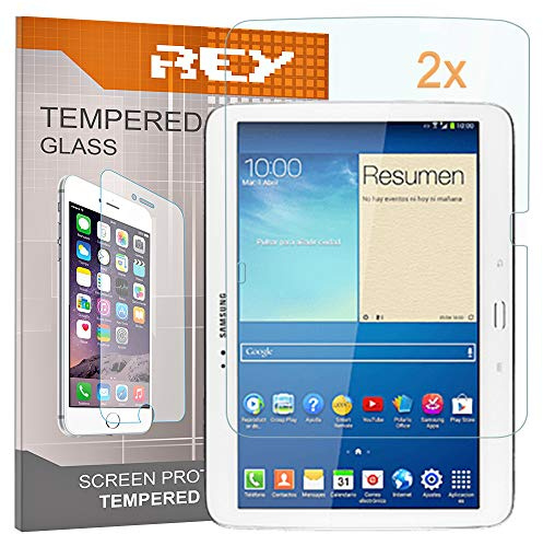 REY Pack 2X Pellicola salvaschermo per Samsung Galaxy Tab 3 10.1 P5200, Pellicole salvaschermo Vetro Temperato 9H+, di qualità Premium Tablet