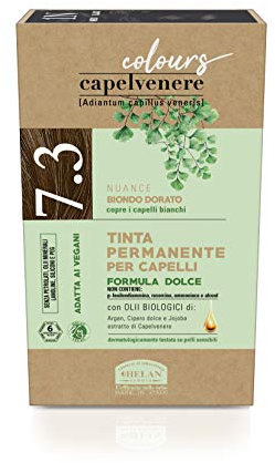 Helan, Capelvenere Colours, Tinta per Capelli Naturale Permanente Formula Dolce 7.3N Biondo Dorato, Colore Capelli in Kit Facile e Inodore con Ottima Copertura, Tinta Capelli senza Ammoniaca e Alcool