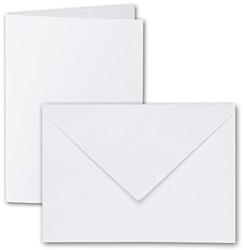 ARTOZ 25x DIN B6 Faltkarten-Set mit Umschlägen - Blütenweiß (Weiß) - 120 x 169 mm - gerippte Bastelkarten blanko mit Brief-Umschlägen - 220 g/m²