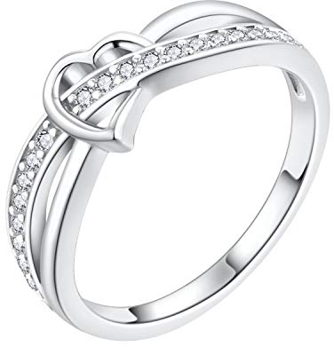 Starchenie Herzring 925 Sterling Silber Zirkonia Verlobungsring für Damen(Größe50)
