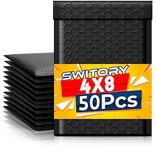 Switory 50pcs 10.2x17.7cm Versandtaschen, Gepolsterte Umschläge Bubble Lined Poly Mailer Selbstversiegelnde Rosa für die Verpackung