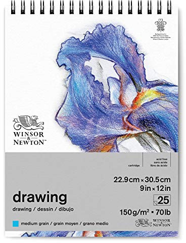 Winsor & Newton Classic Drawing Paper Pad, 9 x 12, 25 Sheets, 150gsm, Wired, Natural White