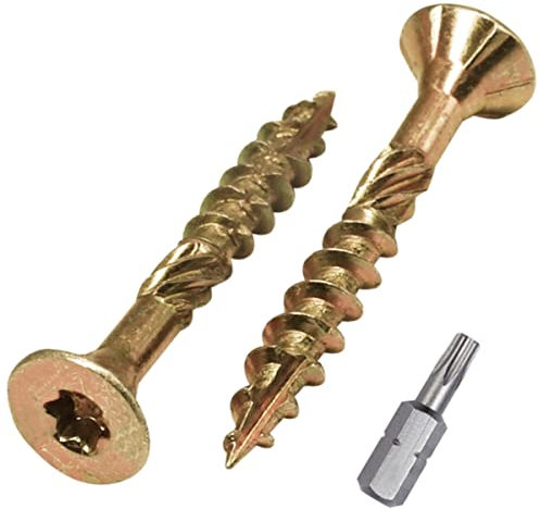 SKIR'CO (150 piezas) Tornillos universales de acero chapado en zinc de 4,5 x 35 mm, cabeza avellanada, cabeza torx, tipo 17, tornillos de aglomerado