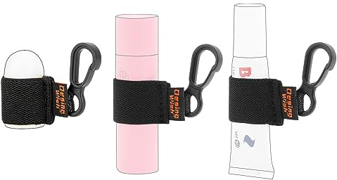 Desing Wish 3 PCS Mini Chapstick Holder Keychain Elastic Sleeve Chapstick Keychain Holder for Lip Balms/Lip Gloss/Lipsticks, Portable Lip Balm Holder Sleeves for Keys/Purse/Lanyard - Black
