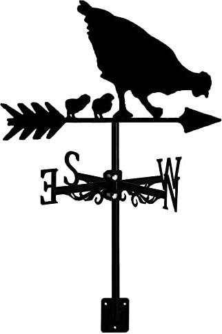 Ksrnsne Poule et Poussins Girouette - Poule Girouette - Indicateur de Direction Vent DéCoratif pour Ferme en Plein Air