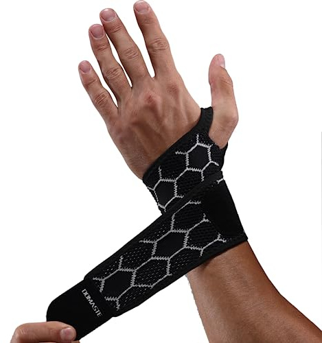 Domaste Sport Slim Wrist Wrap - Wrist Brace for Carpal Tunnel Relief, Neoprene-Free Compression Wrist Support for Workout, Adjustable Wrist Guards Fit Right Left Hand(Black, Pack of 1)