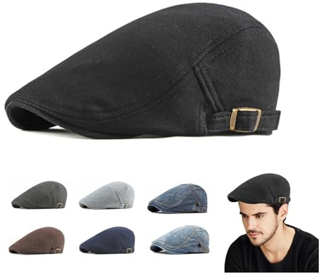Siribelle Casquette Beret Homme Plate Ete Respirant Reglable Vintage Gavroche Newsboy Cap Noir