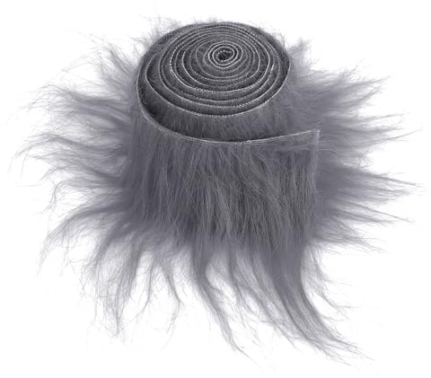 Strisce Pretagliate Sintetica Peluche 5 ×180 cmTessuto in Pelliccia Barba Finta per Gnomi Soffice Pelliccia Artigianale Barba per Gnomi di Babbo Natale Nano Cosplay Decorazione Fai Da Te (Grigio)