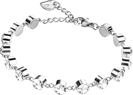 JEROOT Pulsera magnética para mujer, pulsera adelgazante de acero titanio, Blanco D