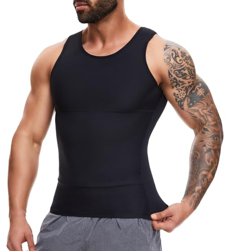 SLIMBELLE Shapewear Herr kompressionströja elastisk ärmlös kroppsformare snäva undertröjor herr linne midjeformare figurformande magkontroll undertröja män