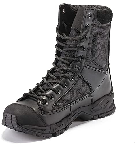 MOooy Botas Tácticas Hombres Militar Impermeable Bota Patrulla Ejército Botas Altas con Cordones Acampar Al Aire Libre Senderismo Bota Combate Desierto Zapatos de Trabajo Seguridad,Black-40EU