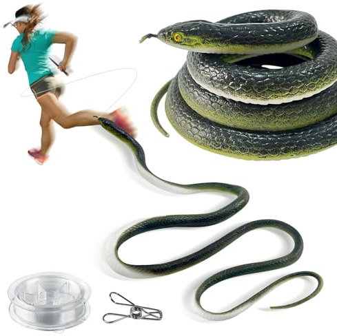 Pipihome Schlange Prank mit Schnur und Clip, Gummischlange Spielzeug, Scherzartikel, Schlangenstreich Snake Pranks Toy, Aprilscherz, Karneval Zubehör für Kinder Erwachsene