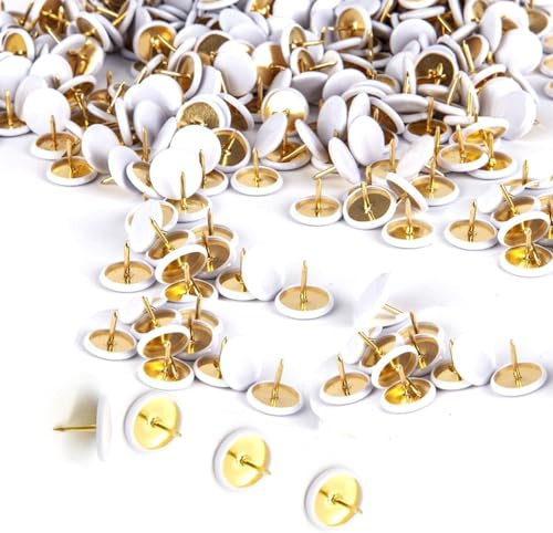 JOYVOX 100 Pcs Drawing Pins, 1 * 1 cm Round Head Thumb Tacks, White Push Pins for Cork Boards, Notice Boards, Office Supplies, Durable and Versatile, Ideal for Home, School Projects