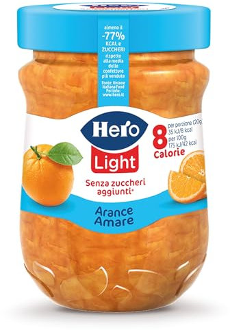 Hero Light Arance Amare Confettura di Arancia Senza Zuccheri Aggiunti, Vasetto 280g