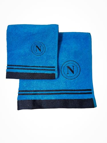 hermet SSC Napoli Asciugamani Bagno, Set 2 Asciugamani Bagno, Asciugamano Viso, Asciugamano Bidet, Prodotto Ufficiale, 100% cotone, Set 2 pezzi