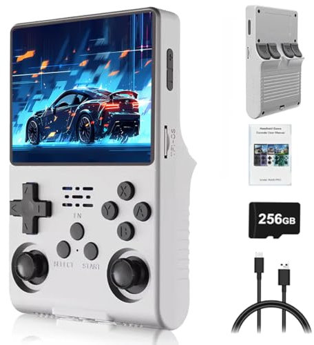 R40S PRO - Console da gioco portatile in stile retrò, 256 GB, con 30000+ giochi, sistema Linux da 3,5 pollici, schermo IPS, per ragazzi e ragazze